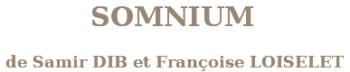 &nbsp;SOMNIUM de Samir DIB et Françoise LOISELET